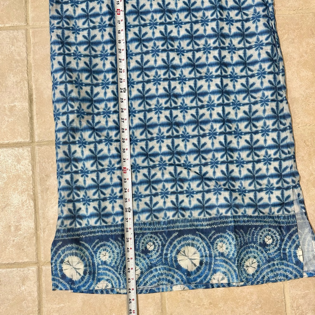 Soolinen Nwt Kaftan Tunic Style Maxi Dress One Size Blue White Bohemian Flowy — image 6 of 7